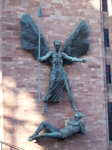 St Michael's Victory over the Devil, a sculpture by Sir Jacob Epstein