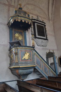 The pulpit in the old church at Gamla Uppsala
