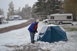 camping in snow